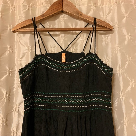 Anthro Maeve Black Smocked MIDI Dress - Picture 2 of 13